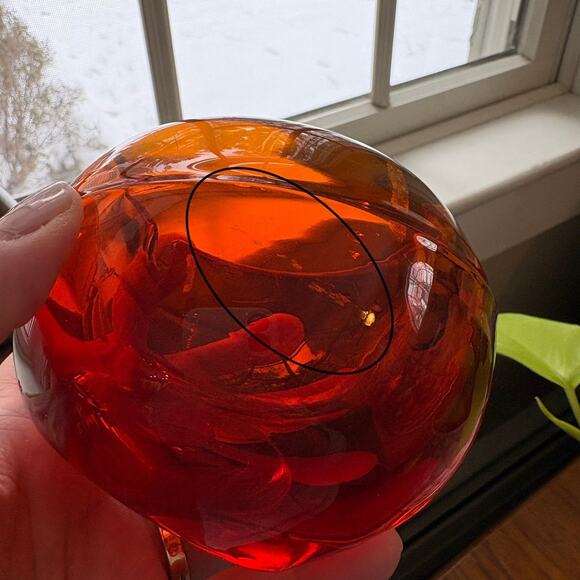 Vintage Viking Persimmon Orb Ashtray MCM Round Half Dome Orange Single Slot - Picture 7 of 7